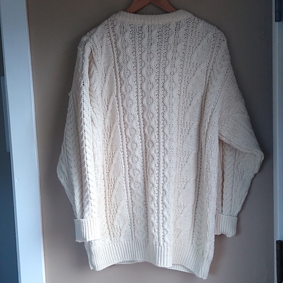 British Wool Cable Knit Cardigan Button Front Sweater Size L Grandpa Sty… - Picture 11 of 11